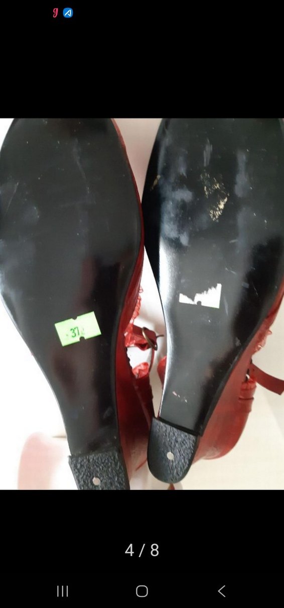 Kırmızı Bağcıklı Dolgu Topuk Kadın Abiye Ayakkabı - Görsel 4