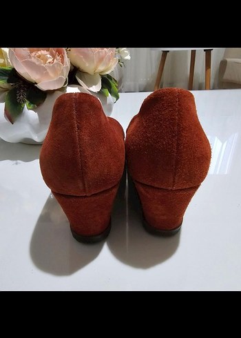 Kahverengi BARBARA HELLER Süet Kadın Dolgu Topuk Ayakkabı - Görsel 4