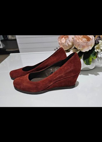 Kahverengi BARBARA HELLER Süet Kadın Dolgu Topuk Ayakkabı - Görsel 2