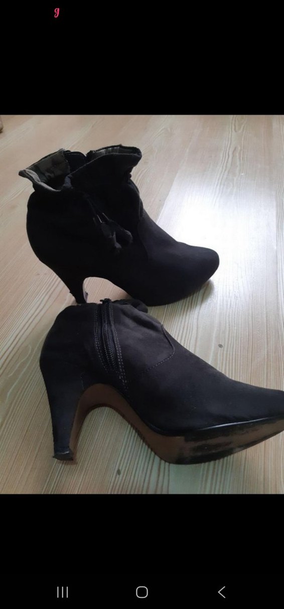 Siyah Lastikli Topuklu Gotik "Hanna White "Kadın Bot - Görsel 3