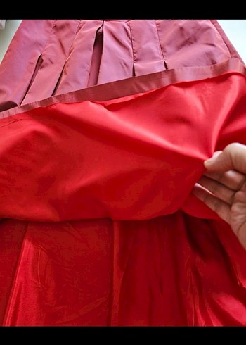 Bordo Piliseli Midi Kadın Etek - Görsel 3