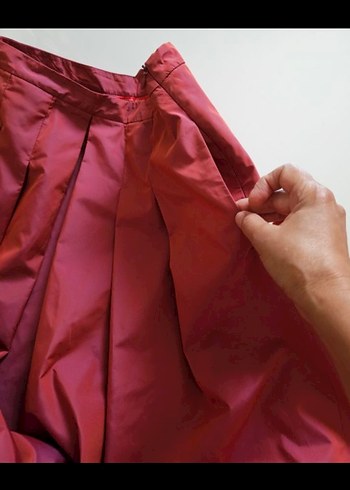 Bordo Piliseli Midi Kadın Etek - Görsel 5