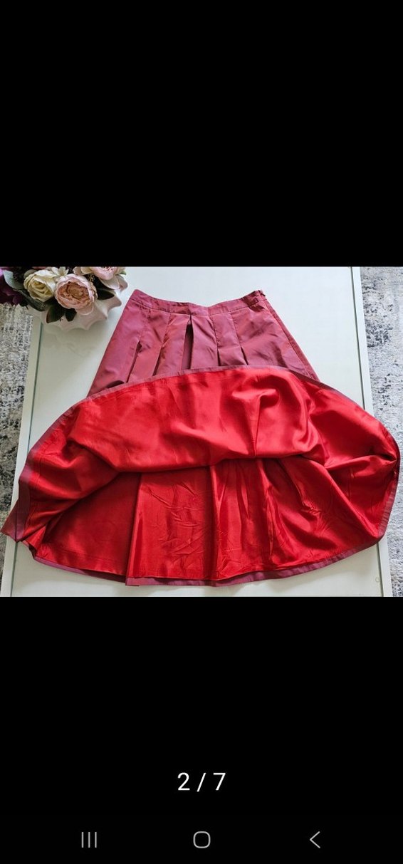 Bordo Piliseli Midi Kadın Etek - Görsel 2