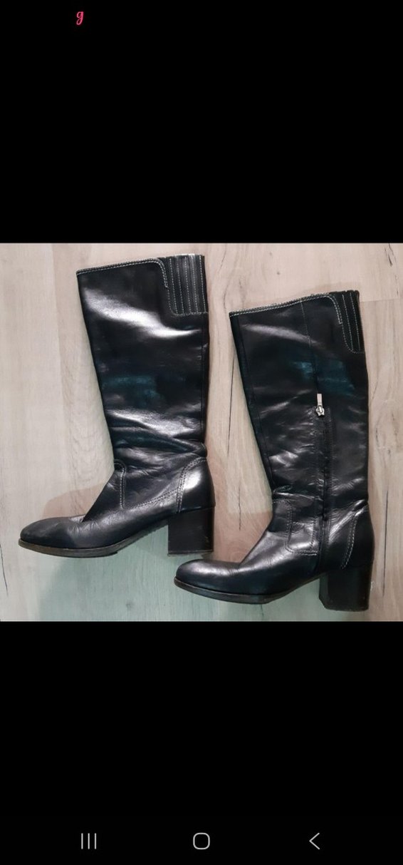 Gri Deri Dizüstü Topuklu Kadın Çizme - Görsel 3