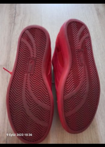 Kadın Kırmızı Süet Puma Spor Ayakkabı Velcro - Görsel 2