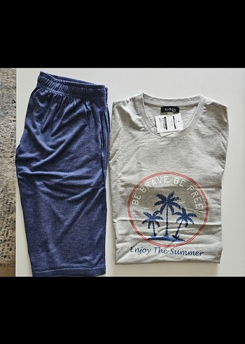 Gri Kısa Kollu Erkek Pijama Takımı - Görsel 2