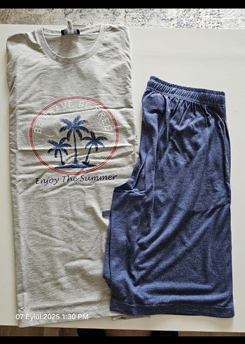 Gri Kısa Kollu Erkek Pijama Takımı - Görsel 3