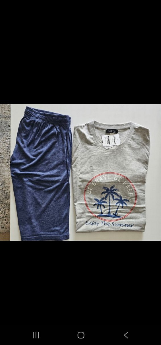 Gri Kısa Kollu Erkek Pijama Takımı - Görsel 2