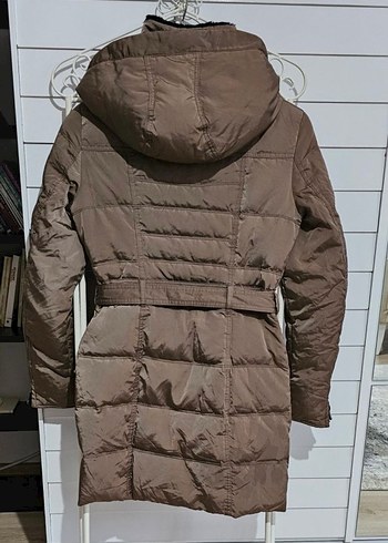 Kahverengi Kemerli Zara Kaz Tüyü Kadın Kış Montu - Görsel 2