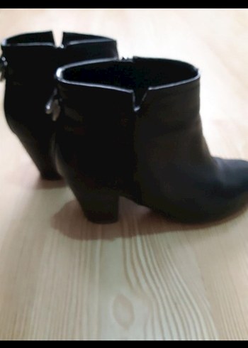 Siyah Deri Stiletto Topuklu Kadın Bot - Görsel 2