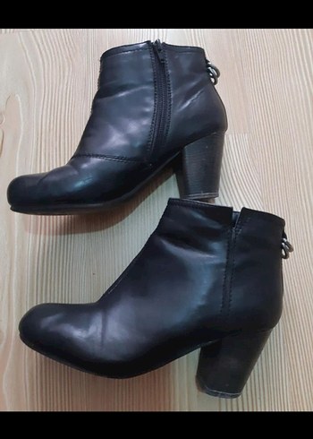 Siyah Deri Stiletto Topuklu Kadın Bot - Görsel 5