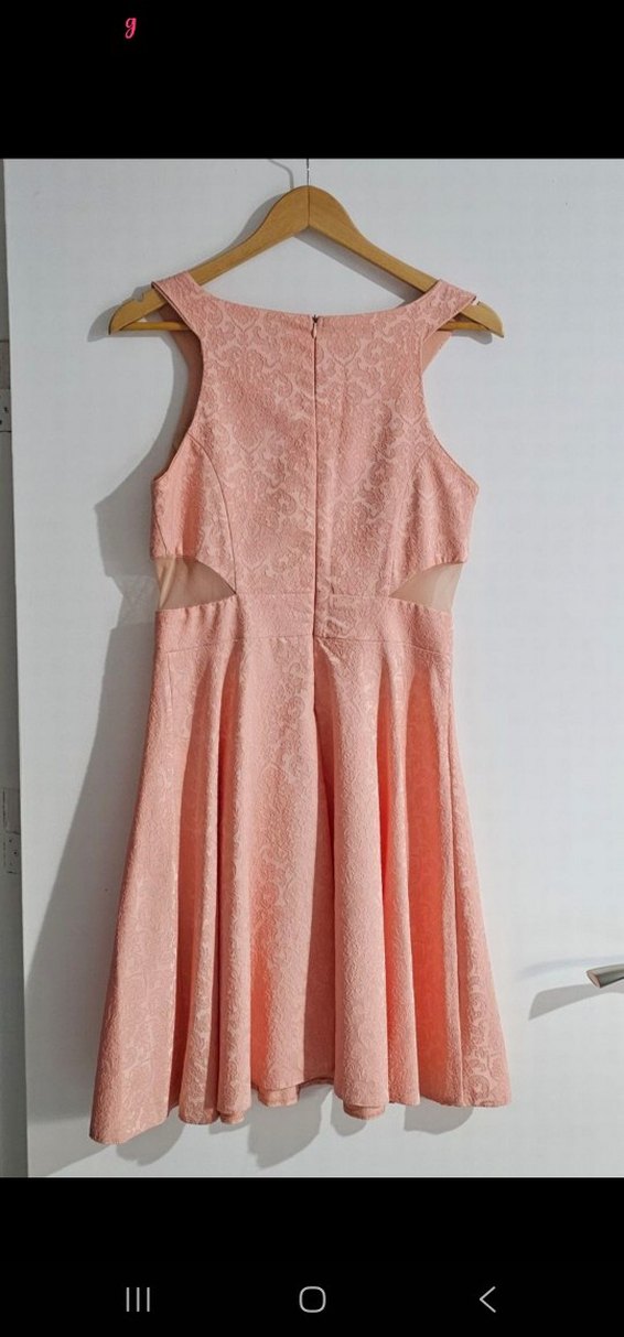 Dantel Detaylı Pembe Midi Abiye Elbise - Görsel 2