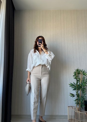 Diğer Bej Midi Kadin Ofis Pantolonu