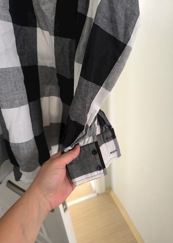 Gri Kareli Yarım Fermuarlı Kadın Gömlek - Görsel 4