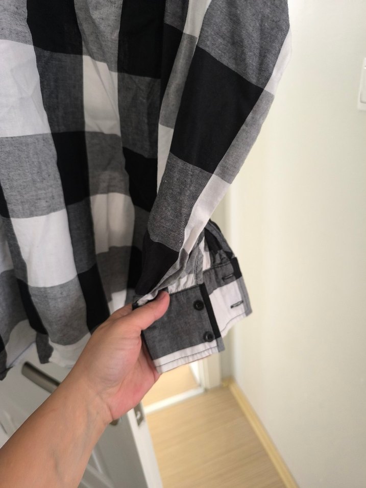 Gri Kareli Yarım Fermuarlı Kadın Gömlek - Görsel 4