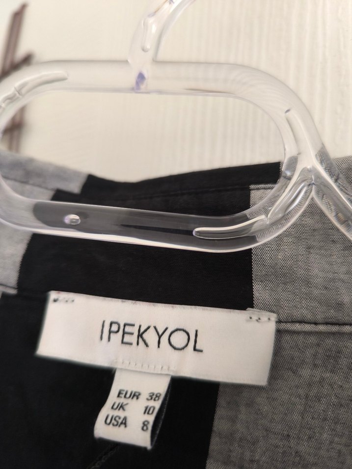 Gri Kareli Yarım Fermuarlı Kadın Gömlek - Görsel 2