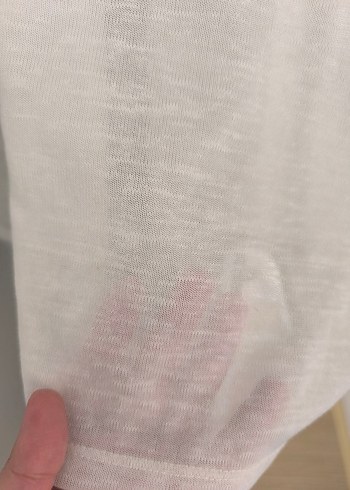 V Yaka Kısa Kollu Beyaz Keten Gömlek - Görsel 4