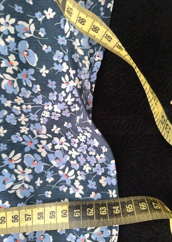 Mavi Çiçekli Fırfırlı Bohem Kadın Bluz - Görsel 7