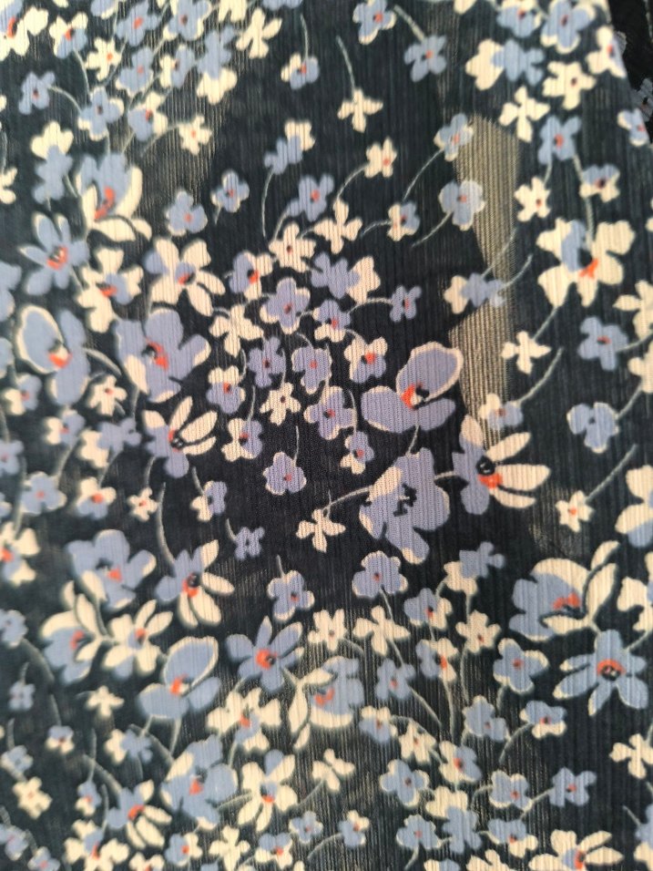 Mavi Çiçekli Fırfırlı Bohem Kadın Bluz - Görsel 5