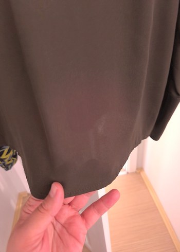 Düğmeli Haki Kadın Gömlek - Görsel 5