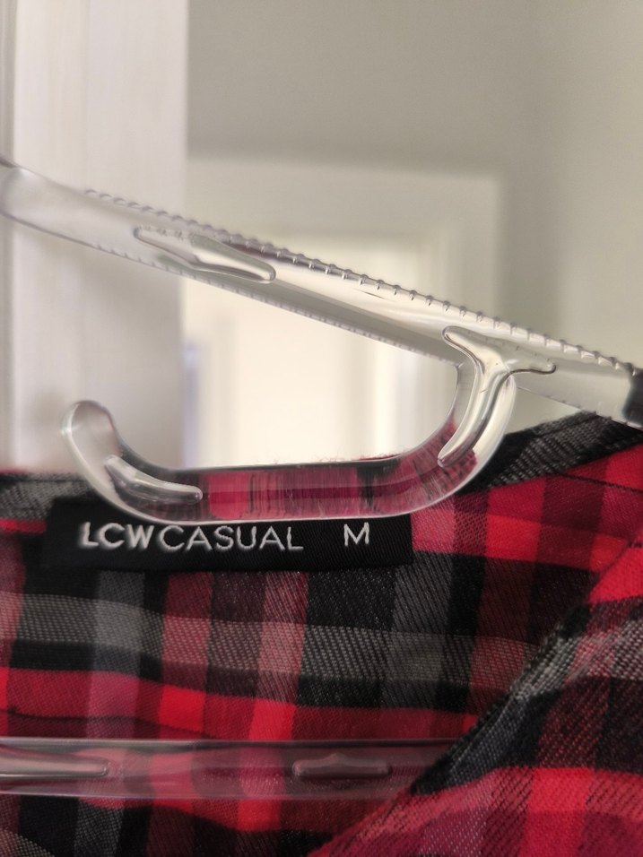 Kırmızı Kareli Fırfırlı Uzun Kollu Bluz - Görsel 2