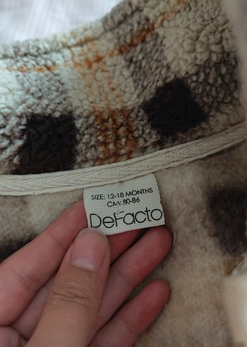 Bej Kareli Fermuarlı Peluş Hırka Kaban - Görsel 4