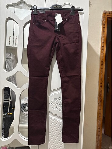 H&M 36 beden bordo sıfır pantolon