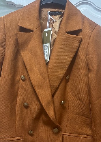 36 Beden turuncu Renk Trendyol Kahverengi blazer kadın ceket