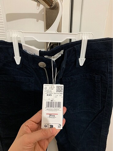 Mango Mango kadife İspanyol paça lacivert pantolon