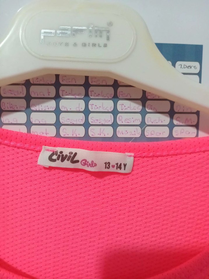 Kız Çocuk Pembe Baskılı Kısa Kollu Tişört - Görsel 2