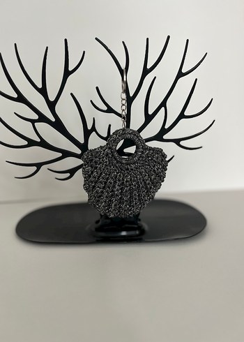 Boncuk Detaylı Siyah Örgü Kadın Çanta - Görsel 2