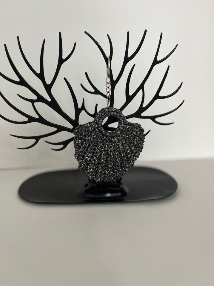 Boncuk Detaylı Siyah Örgü Kadın Çanta - Görsel 2