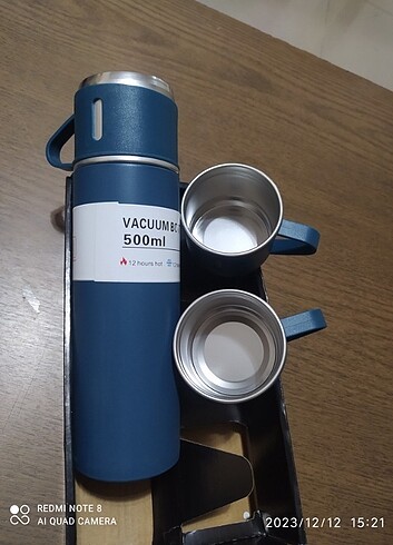 3 BARDAKLI TERMOS VAKUMLU ÇİFT KATMANLI 500ml