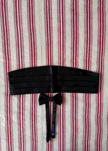 Siyah damatlık Papyon ve Kuşak Seti - Görsel 4