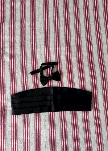 Siyah damatlık Papyon ve Kuşak Seti - Görsel 5