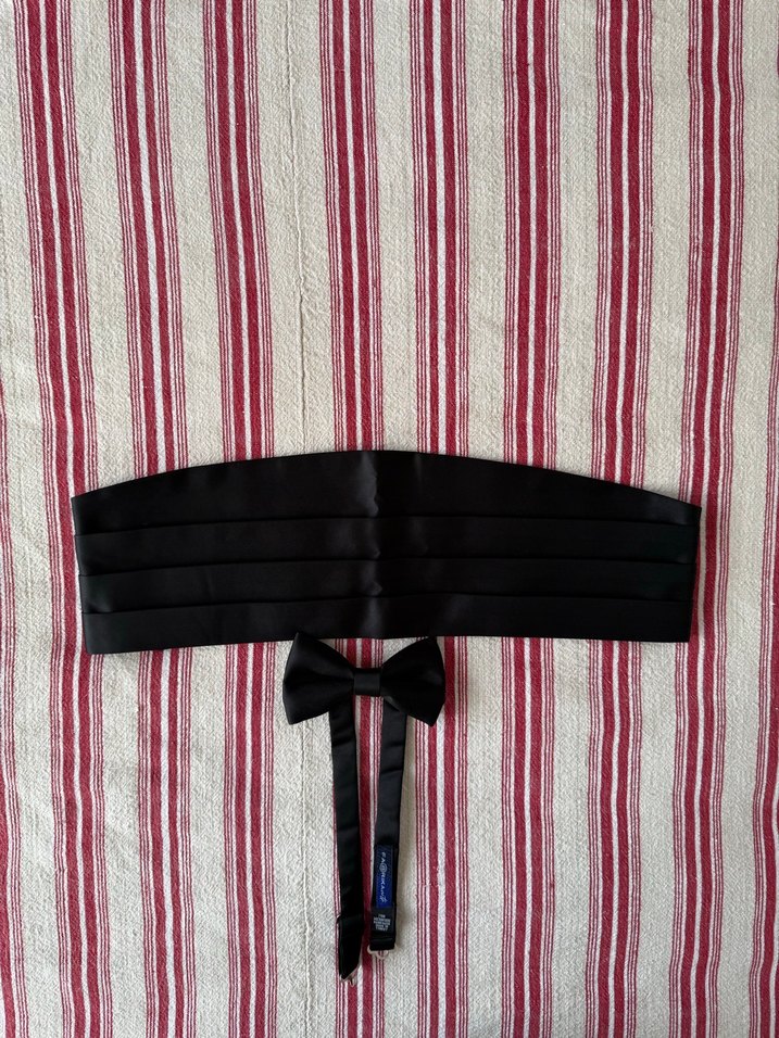 Siyah damatlık Papyon ve Kuşak Seti - Görsel 4