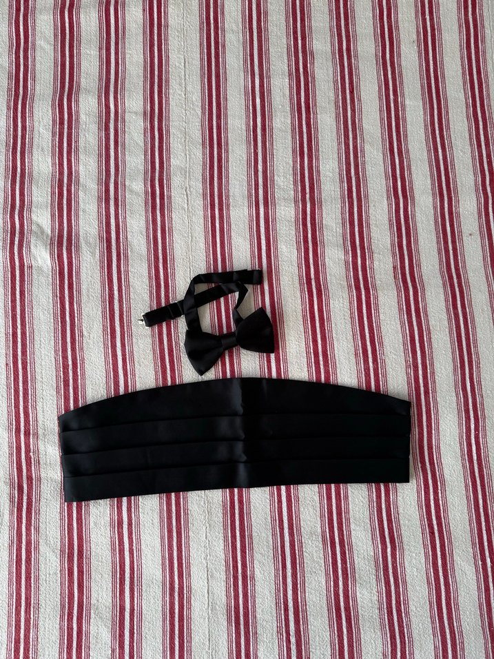 Siyah damatlık Papyon ve Kuşak Seti - Görsel 5