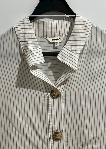 Bej Düğmeli Kadın Kumaş Pantolon ve gömlek - Görsel 5