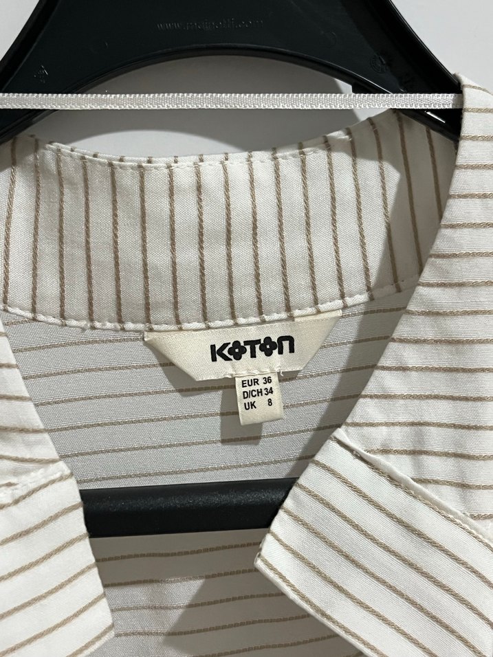 Bej Düğmeli Kadın Kumaş Pantolon ve gömlek - Görsel 3