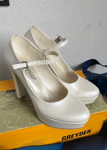 Beyaz Platform Topuklu Kadın Abiye Ayakkabı - Görsel 2