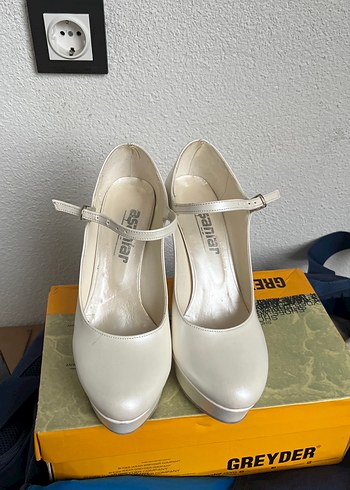 Beyaz Platform Topuklu Kadın Abiye Ayakkabı - Görsel 3