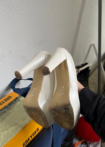 Beyaz Platform Topuklu Kadın Abiye Ayakkabı - Görsel 5