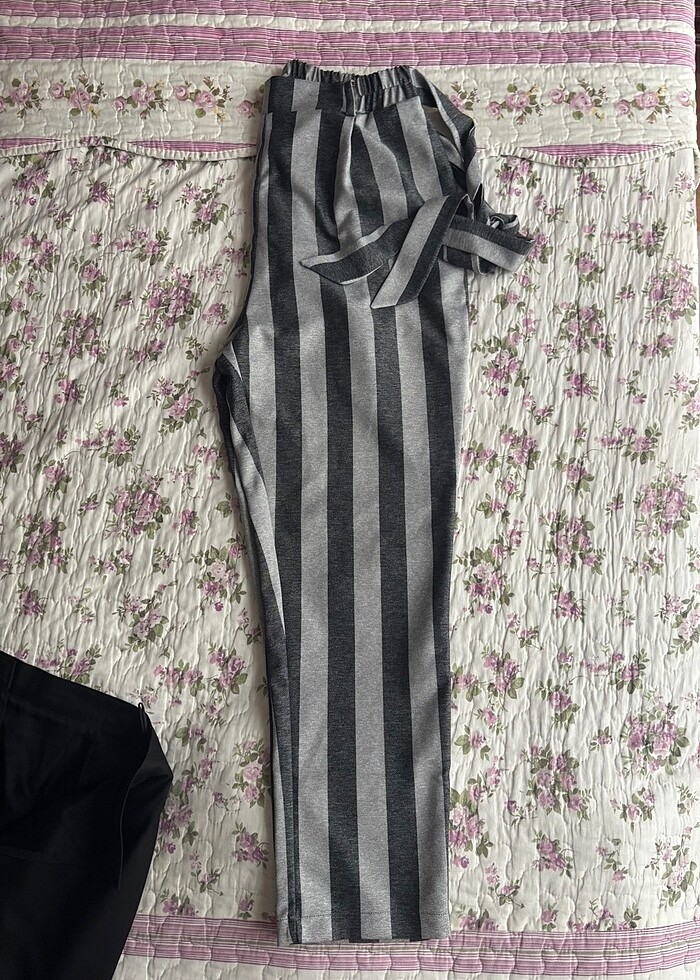 Kadın Çizgili Kumaş Pantolon - Görsel 5