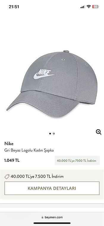 Nike gri şapka