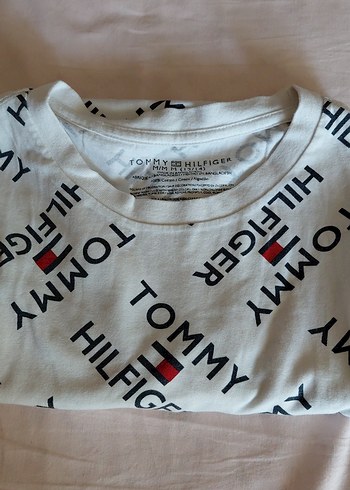 13-14 Yaş Beden beyaz Renk Tommy Hilfiger Beyaz Baskılı Erkek Tişört