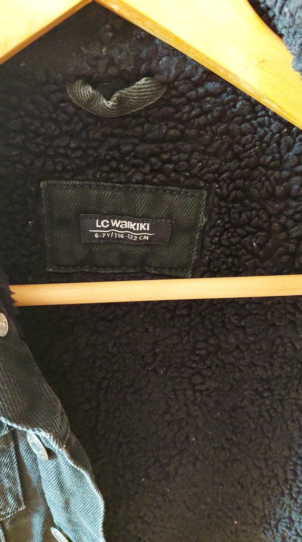 Düğmeli Siyah Erkek Çocuk kot Ceket içi polar - Görsel 3