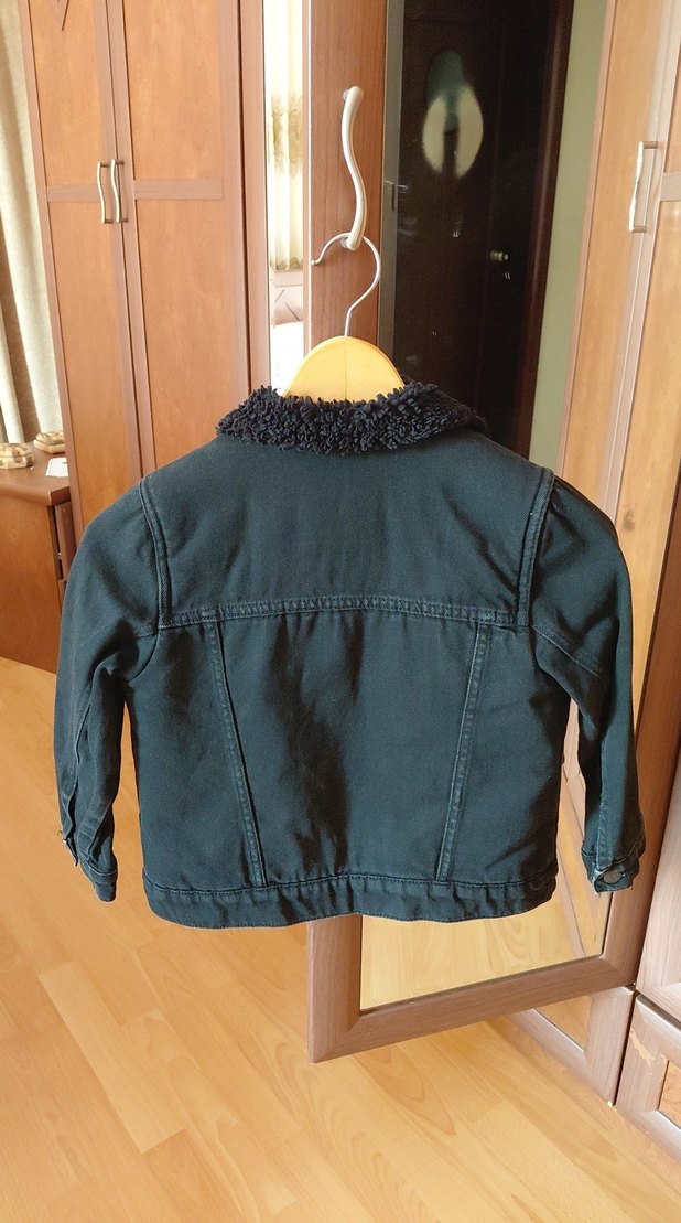 Düğmeli Siyah Erkek Çocuk kot Ceket içi polar - Görsel 4