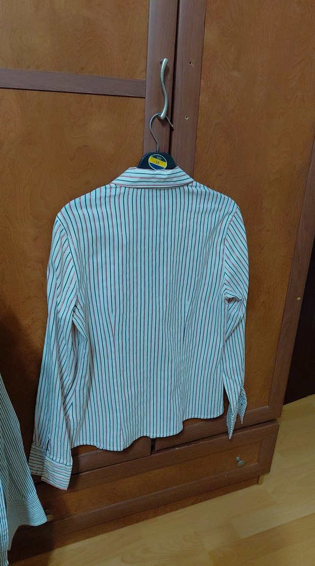 Düğmeli Çizgili Kadın  Gömlek - Görsel 4