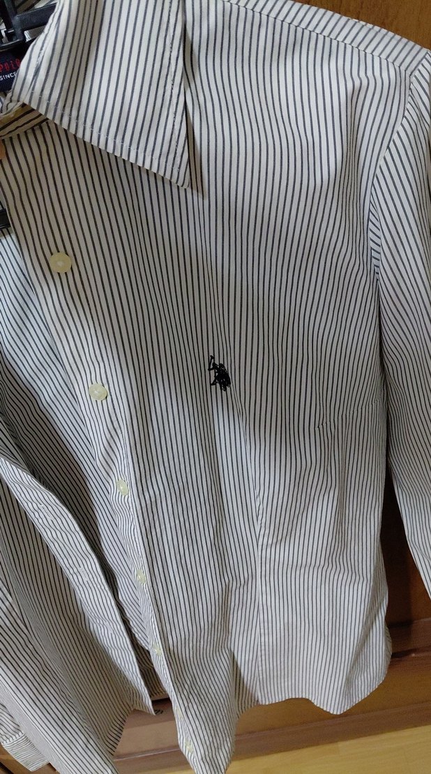 Bej Çizgili Uzun Kollu Kadın Gömlek polo orijinal - Görsel 2