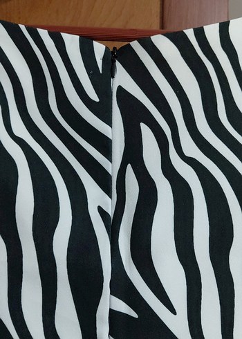 xxl Beden beyaz Renk Zebra Desenli Midi Elbise